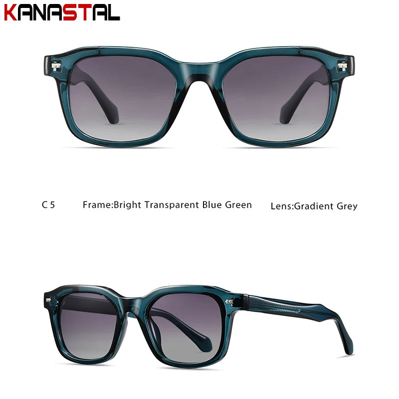 Men Polarized Sunglasses UV400 Square Acetate Eyeglasses Frames Anti Glare Goggles Fishing Cycling Hiking Golf Camping Sports
