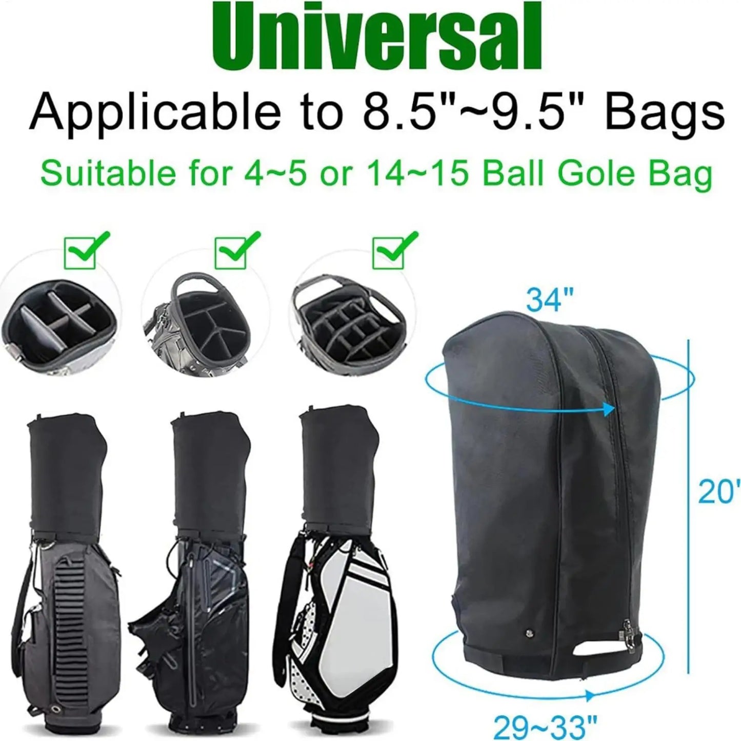 Golf bag rain cover portable Dustproof Club Protector with Button Golf Bag Rain Hood Dust Cover for Golfer Rain proof