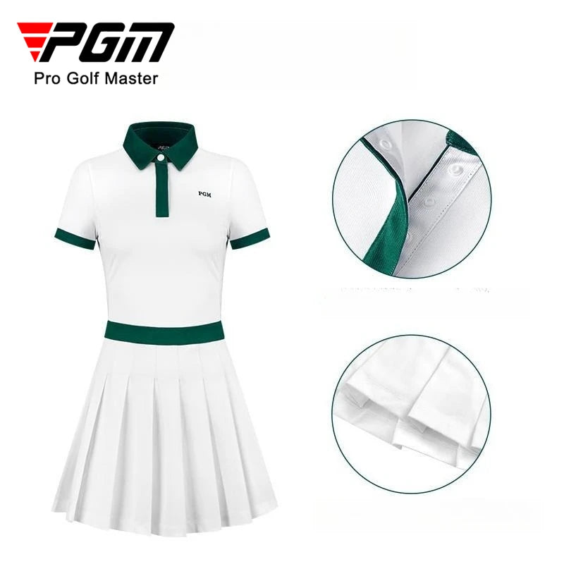 PGM Women's Golf Dress Summer Slim Fit Sports Pleated Skirt with Anti Glare Shorts QZ078