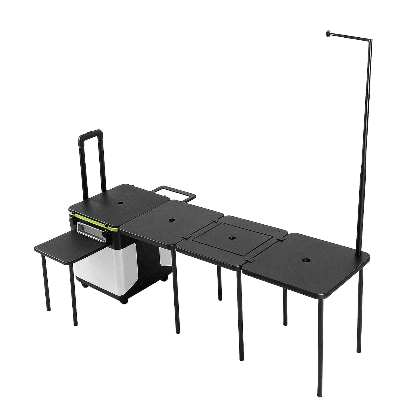 Multifunctional Outdoor Side Table with Wheels Folding Grill Table with Light Poles for Picnic Party Beach BBQ Cooking Indoor