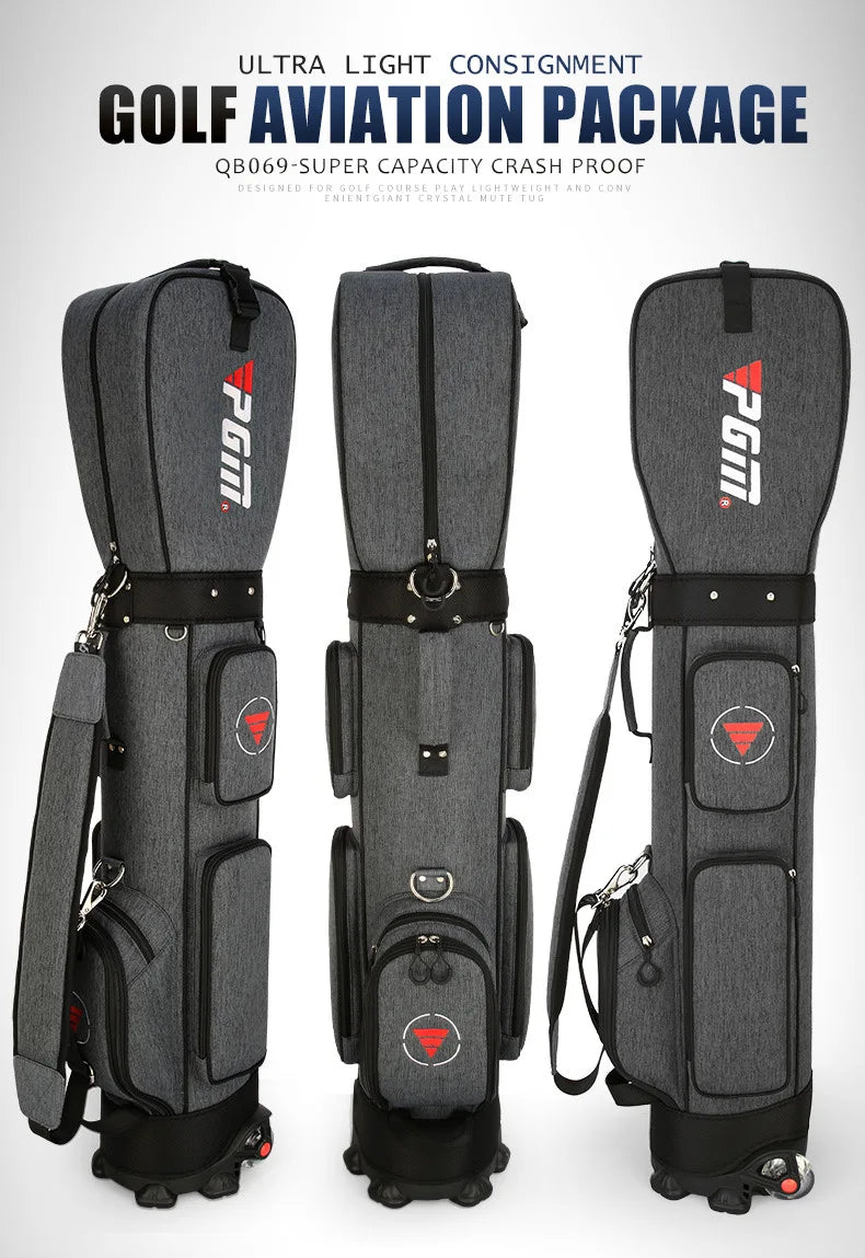 PGM Golf Bag with Wheels Ultra-light Sport Standard Golf Bags Large Capacity Golf Aviation Ball Storage Multifunctional QB069