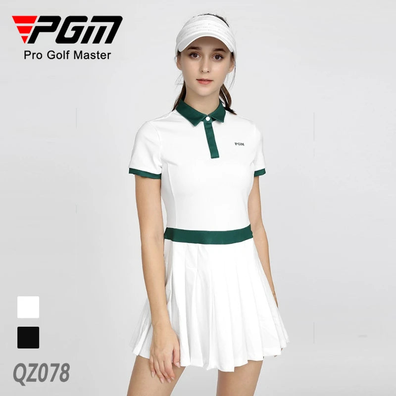PGM Women's Golf Dress Summer Slim Fit Sports Pleated Skirt with Anti Glare Shorts QZ078