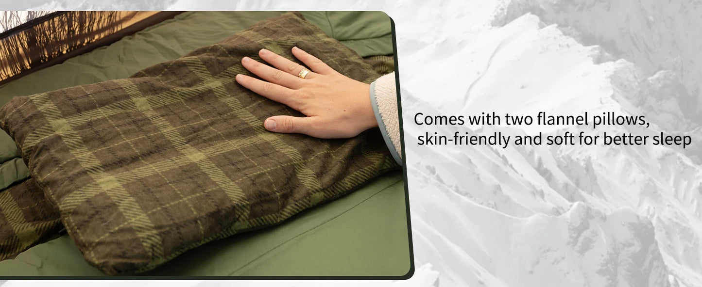 Naturehike Flannel Two Person Sleeping Bag with Pillows Portable Camping Sleeping Bag Cold Weather Keep Warm for Two Adults