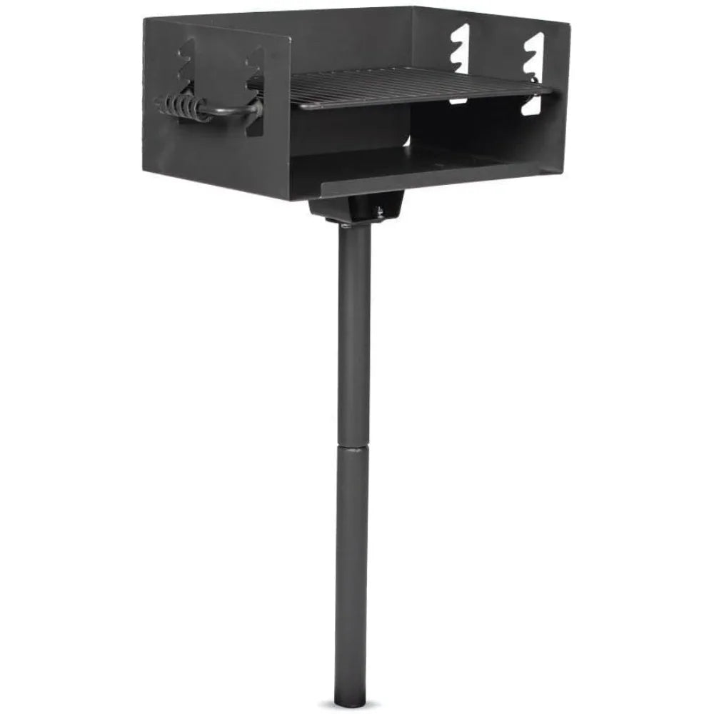 Ash & Ember Park-Style Grill, 384 Sq. In Jumbo Charcoal Grill, Single Post Outdoor Cooking Backyard BBQ, Camp Grilling Barbecues