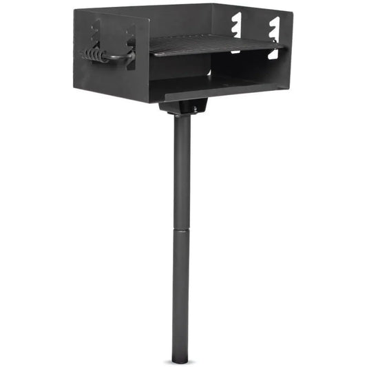 Ash & Ember Park-Style Grill, 384 Sq. In Jumbo Charcoal Grill, Single Post Outdoor Cooking Backyard BBQ, Camp Grilling Barbecues