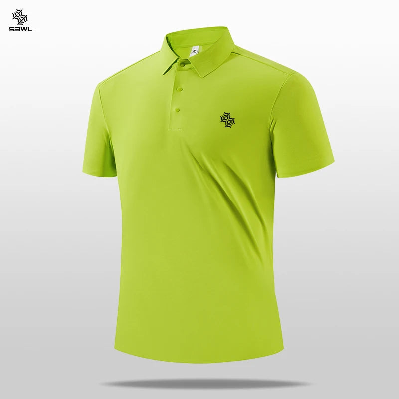 SBWL High quality gym new light fast dry elastic high quality outdoor sports golf running sports POLO shirt fashion casual shirt