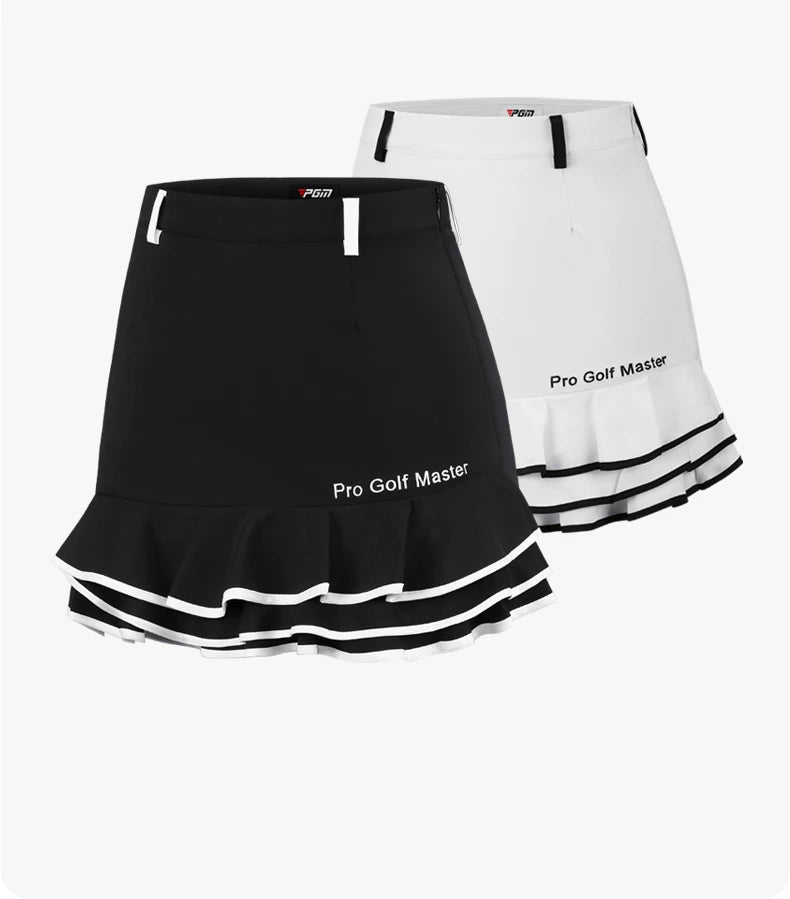 PGM Women Golf Short Skirt Quick Dry Breathable Ladies Girls Fashion Fishtail Skirts Black White XS QZ080