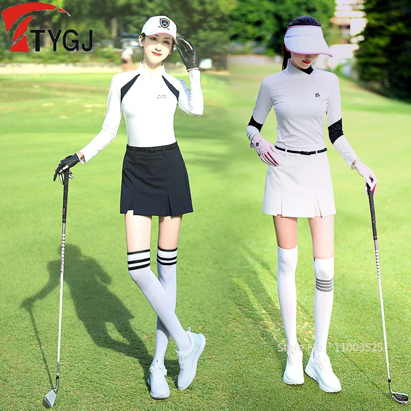 TTYGJ Golf Clothing Women Skirt Wrap Hip Skirt Tracksuit Fashion Half Skorts with Inner Short Lady Split Slim Workout Golf Skort
