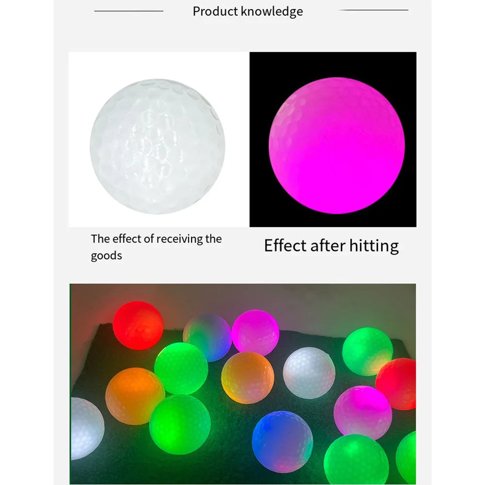 Glow in The Dark Golf Balls LED Light up Glow Golf Ball for Night Sports Super Bright Colorful and Durable