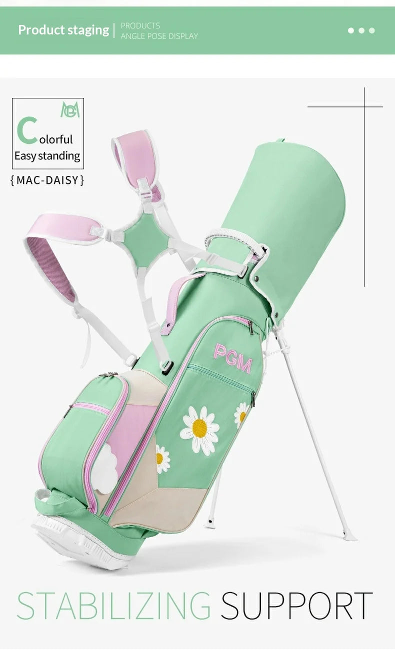 PGM Golf Bag Women's Stand Bag 5-Grid Insert Rod Hole Shoulder Strap Golf Bag Anti Splashing Water Ball Rod Bag QB188