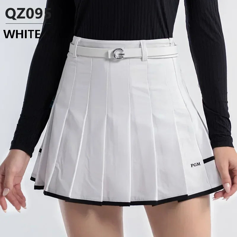 Pgm Golf Skort Women Korean Pleated Skirt High Waist With Inner Shorts Girl A-Lined Tennis Golf Skirts Sports Fitness Pantskirt