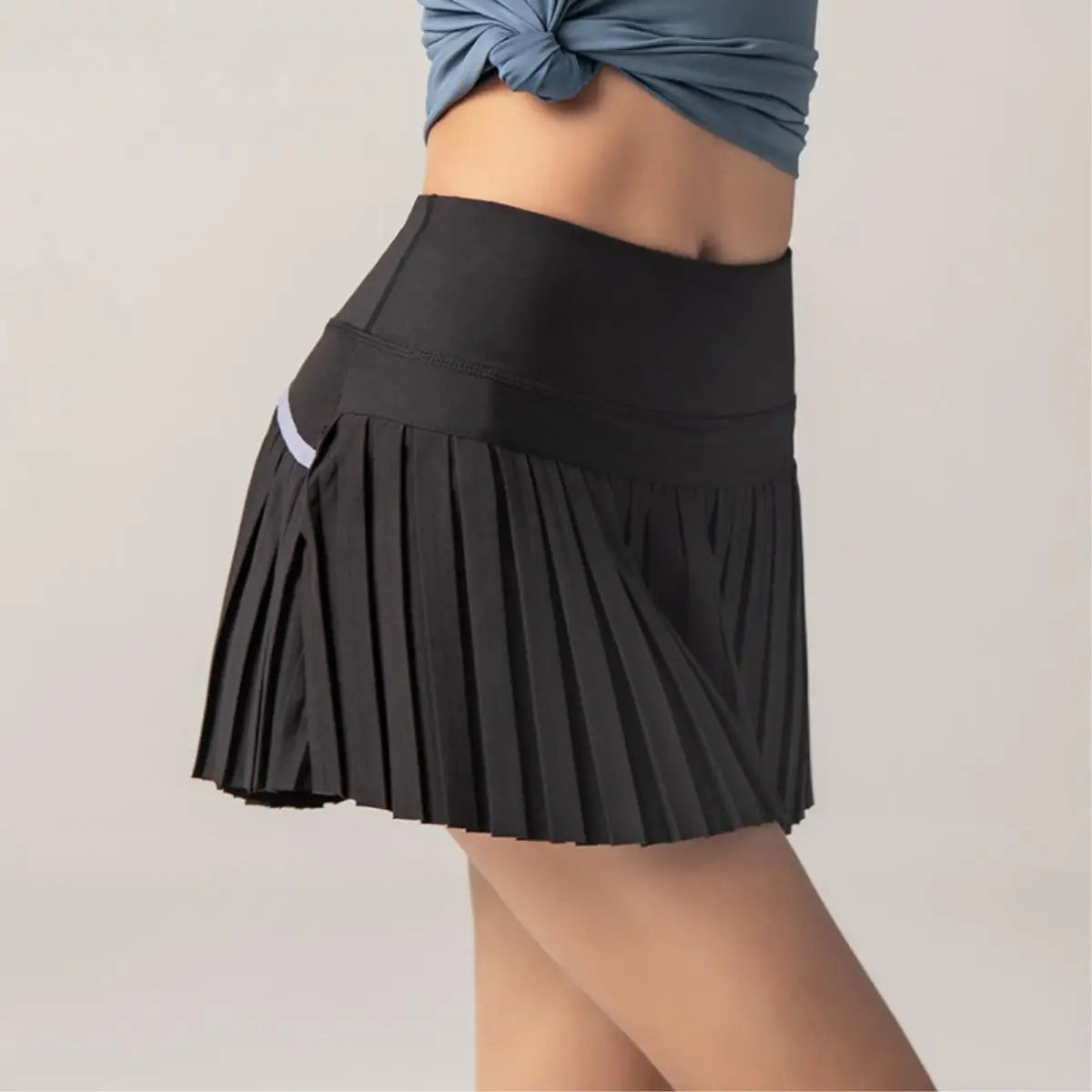 Women's 2-in-1 Tennis Skirt with Pockets, High Waisted Running Golf Skort, Breathable Pleated Fitness Shorts for Summer Sports