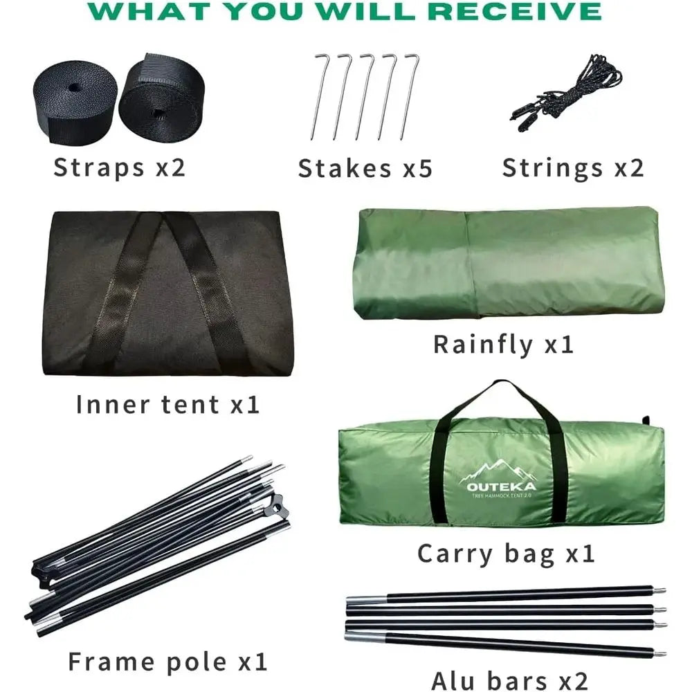 All-Weather Waterproof Hammock Tent with Mosquito Net for Camping - Lightweight, Fly-Proof Shelter for Adults