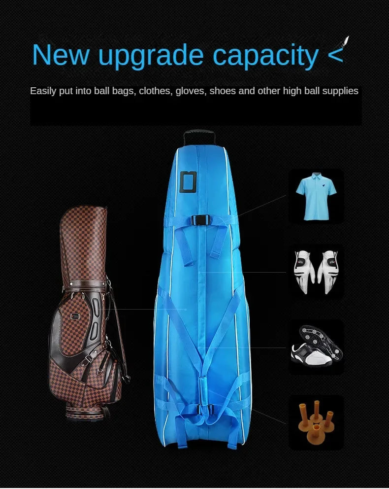 PGM Lightweight Foldable Golf Bag Travel Plane Caddy Bags With Wheel Aircraft Stand Thickening Folding Pad Golf Cover Bag HKB008