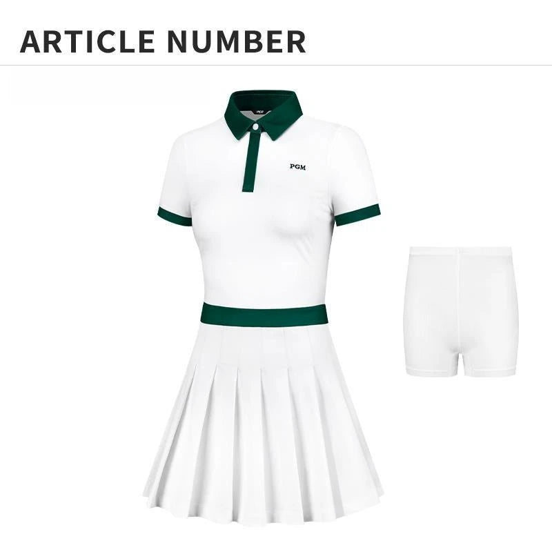 PGM Women's Golf Dress Summer Slim Fit Sports Pleated Skirt with Anti Glare Shorts QZ078