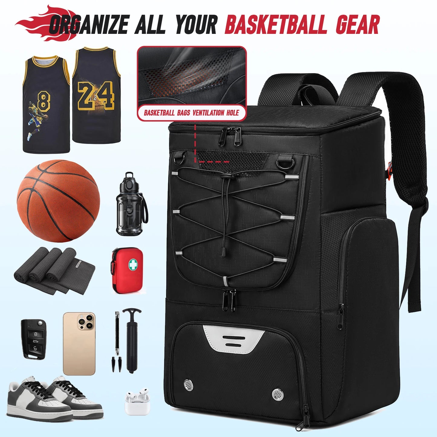 Basketball Backpack Sport Outdoor Football Volleyball Storage Bags with Separate Shoes Compartment Training Sports Backpack