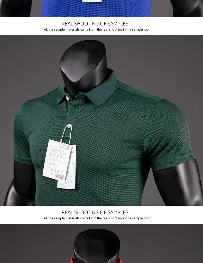 Men's Golf Shirt Luxury Sports Casual Polo Shirt Functional Quick-drying Breathable Lapel Short-sleeved T-shirt for Man Summer