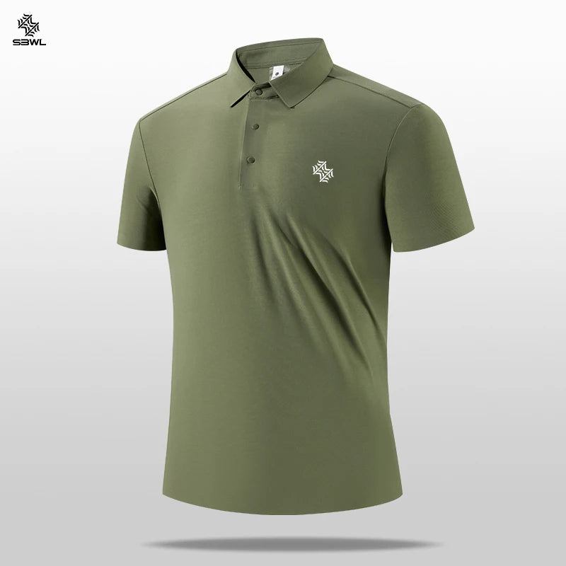 SBWL High quality gym new light fast dry elastic high quality outdoor sports golf running sports POLO shirt fashion casual shirt