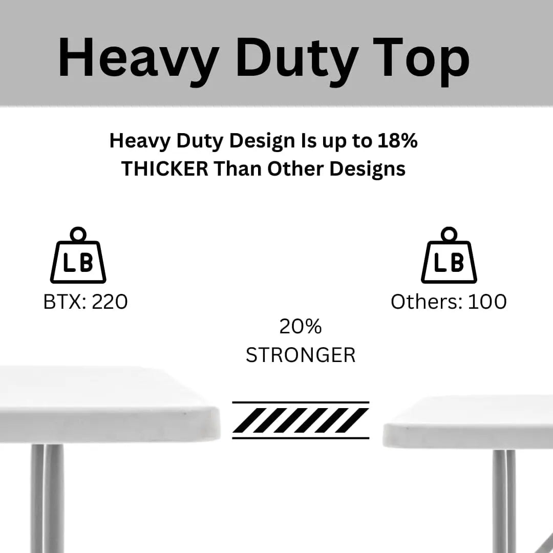 6-Foot White Granite Plastic Folding Table, 72" Long Portable Training Seminar Table for Indoor Outdoor Use