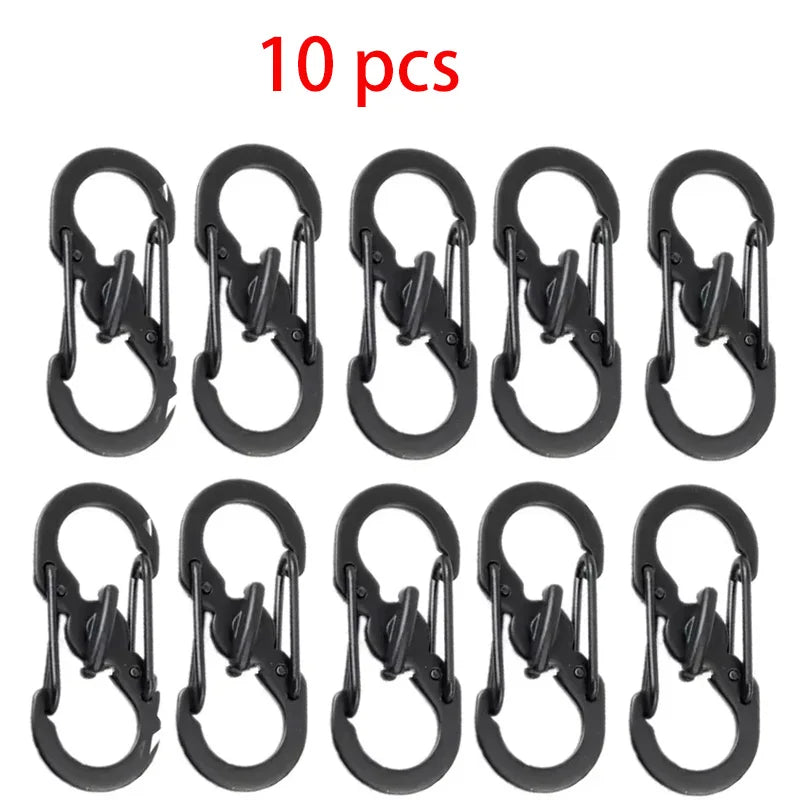 5/10PCS Mini S-Type Locking Carabiner - Outdoor Camping Backpack Buckle, Anti-Theft Keychain Hook & Key-Lock Tool