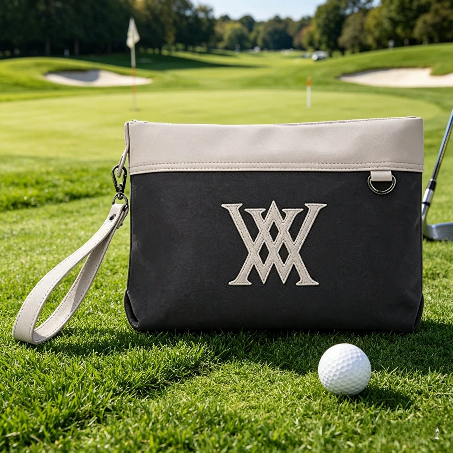 2026 Golf Pouch Luxury Leather Handbag Makeup Wash Bag Waterproof Toiletry Organizer Fashion Zipper Tote Gear Bag