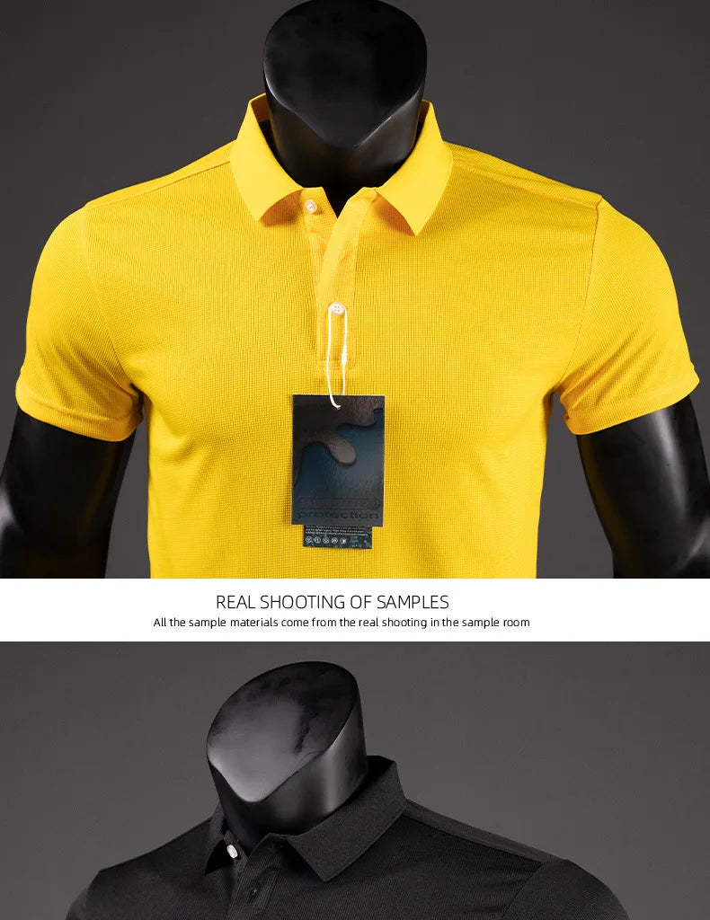 Men's Golf Shirt Luxury Sports Casual Polo Shirt Functional Quick-drying Breathable Lapel Short-sleeved T-shirt for Man Summer