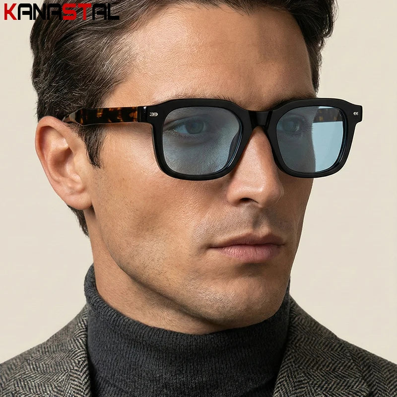 Men Polarized Sunglasses UV400 Square Acetate Eyeglasses Frames Anti Glare Goggles Fishing Cycling Hiking Golf Camping Sports