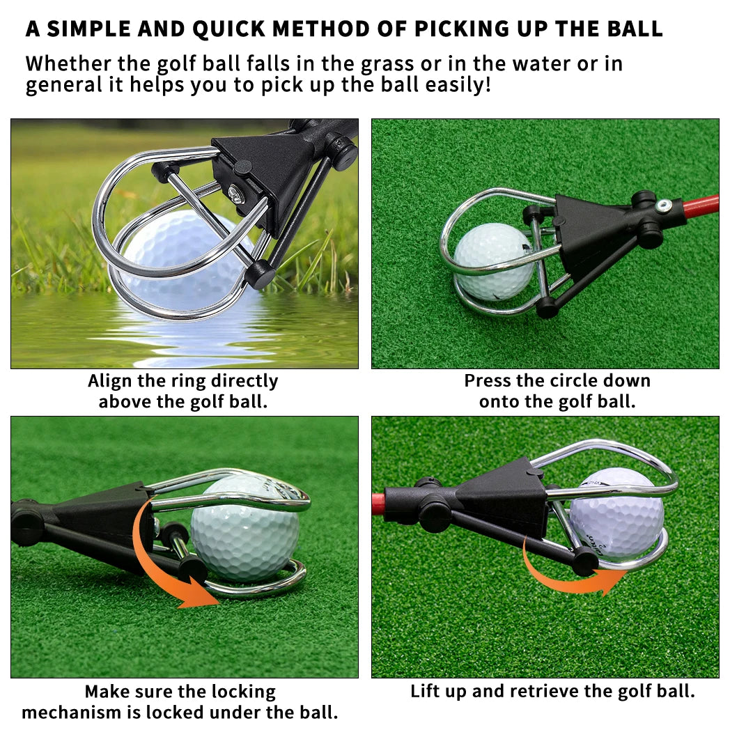 6FT/15FT Golf Ball Retriever, Telescopic Aluminum Pole, Durable and Lightweight, Easy to Use, Ideal for Quick Ball Retrieval