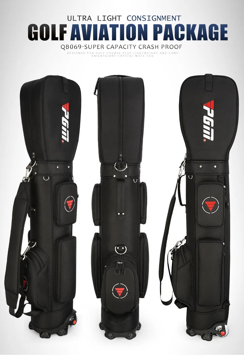 PGM Golf Bag with Wheels Ultra-light Sport Standard Golf Bags Large Capacity Golf Aviation Ball Storage Multifunctional QB069