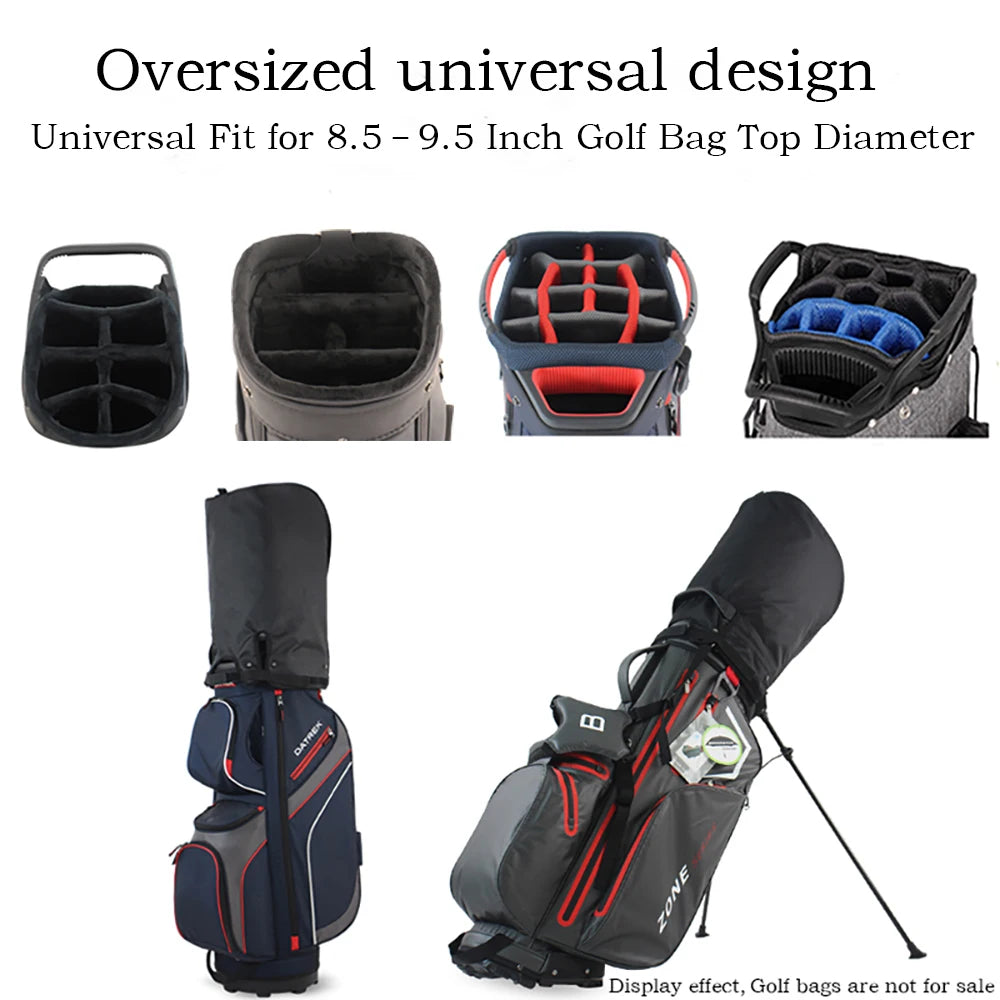 Universal Oversized Waterproof Golf Bag Hood Cover with 6 Adjustable Snaps, Fits 8.5"-9.5" Golf Bags