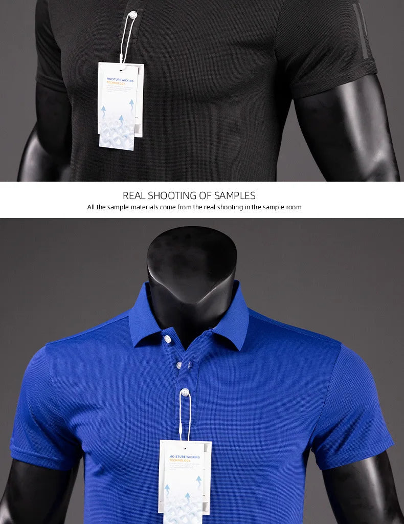Men's Golf Shirt Luxury Sports Casual Polo Shirt Functional Quick-drying Breathable Lapel Short-sleeved T-shirt for Man Summer