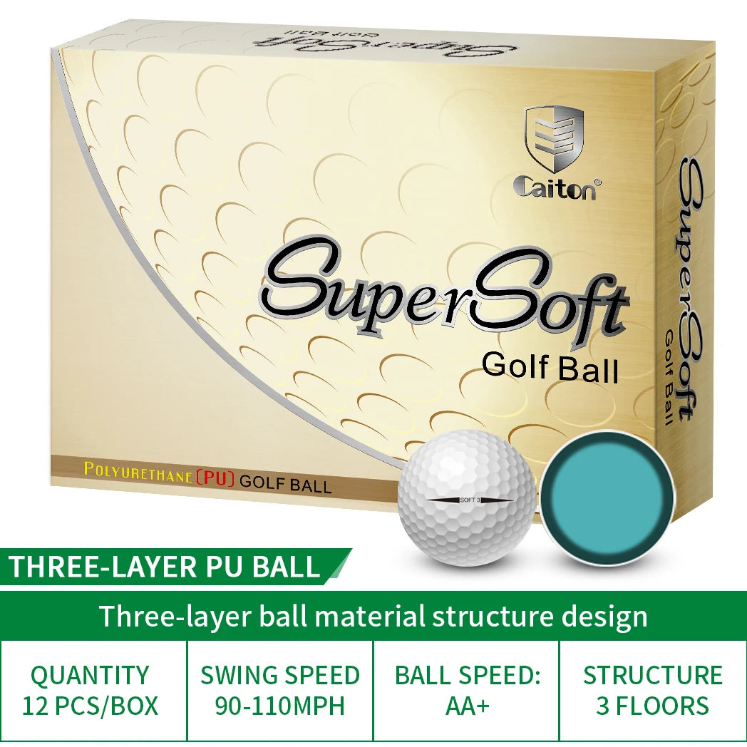 Caiton 12pcs golf game balls, 2-5 layer structure（Opt）, professional game performance, suitable for different high swing speeds