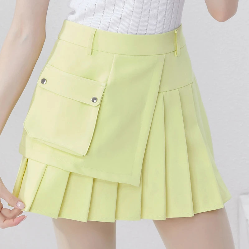 Golfist Golf New Style Short Pleated Skirt High Waist Asymmetrical Casual Gym Tennis Loose Mini Skirt With Shorts Golf Clothes
