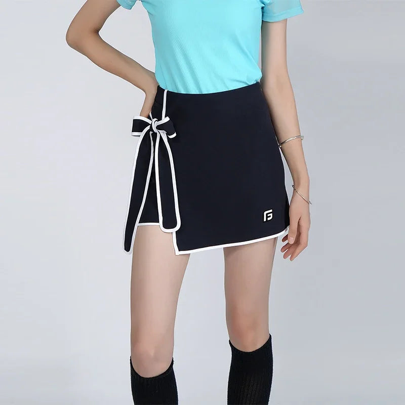 Golfist Summer Lady Breathable Golf Culottes with Bow Tie Women Anti-exposure Golf Skirts Korean Style Slim Sports Skorts XS-XXL