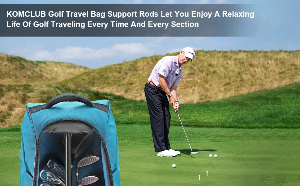 Golf Travel Bag support pole - Sturdy Aluminum Alloy Rod Support System With Club Brush