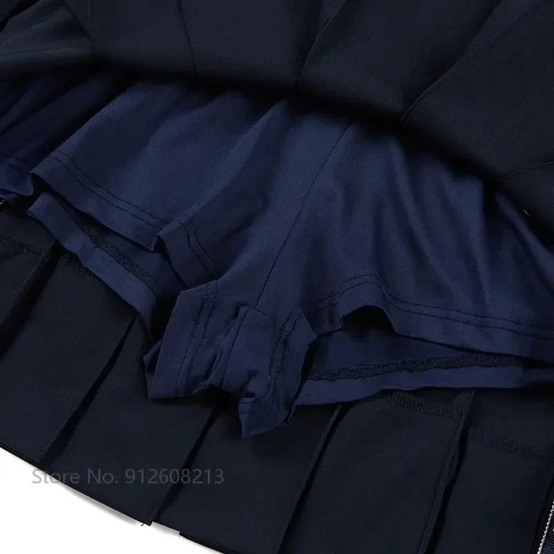 TTYGJ Ladies High Waist A-line Golf Skirt Women Irregular Pleated Sport Skorts Girls Slim Anti-exposure Pantskirts Golf Wear