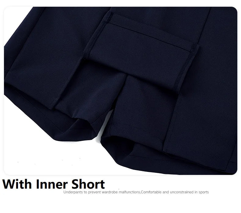 TTYGJ Golf Clothing Women Skirt Wrap Hip Skirt Tracksuit Fashion Half Skorts with Inner Short Lady Split Slim Workout Golf Skort