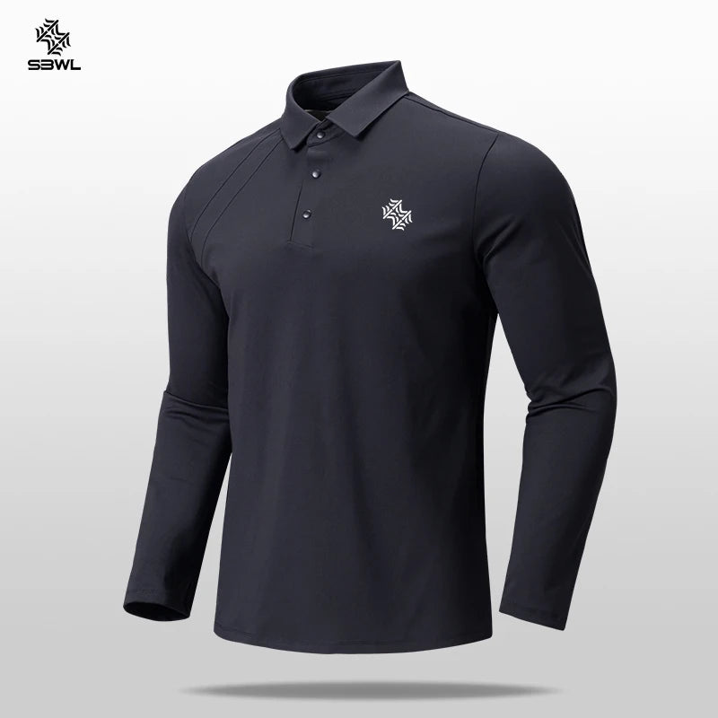 SBWL Autumn and winter fashion golf outdoor sports long sleeve stand collar T-shirt running fitness breathable base shirt Tops