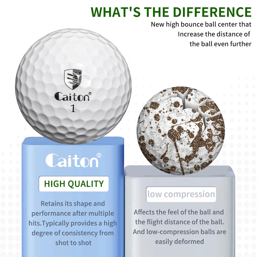 Caiton 12Pcs SuperSoft Golf Balls Polyurethane Cover Low Drag Distance Soft Feel Stable Flight Spin Control Practice Play Balls