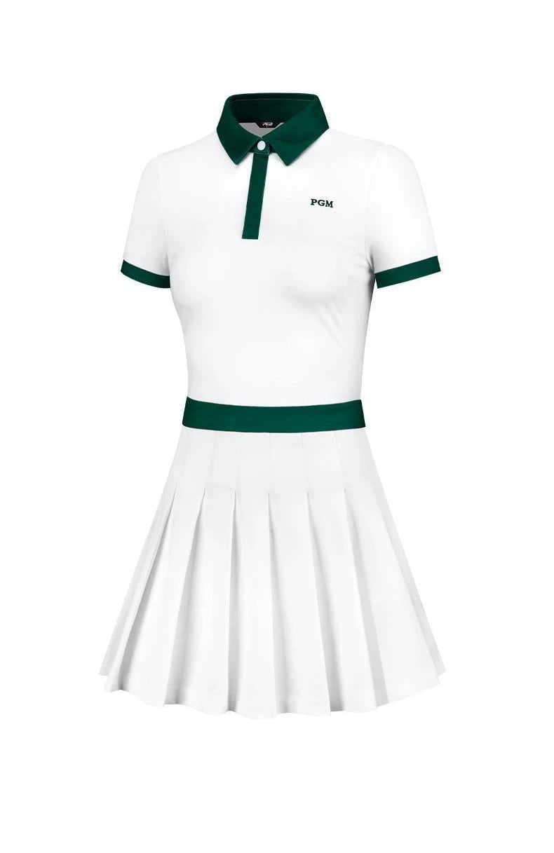 PGM Women's Golf Dress Summer Slim Fit Sports Pleated Skirt with Anti Glare Shorts QZ078