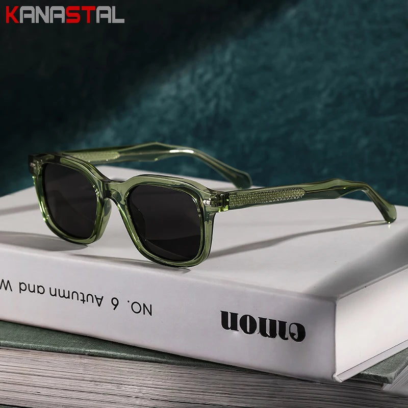 Men Polarized Sunglasses UV400 Square Acetate Eyeglasses Frames Anti Glare Goggles Fishing Cycling Hiking Golf Camping Sports