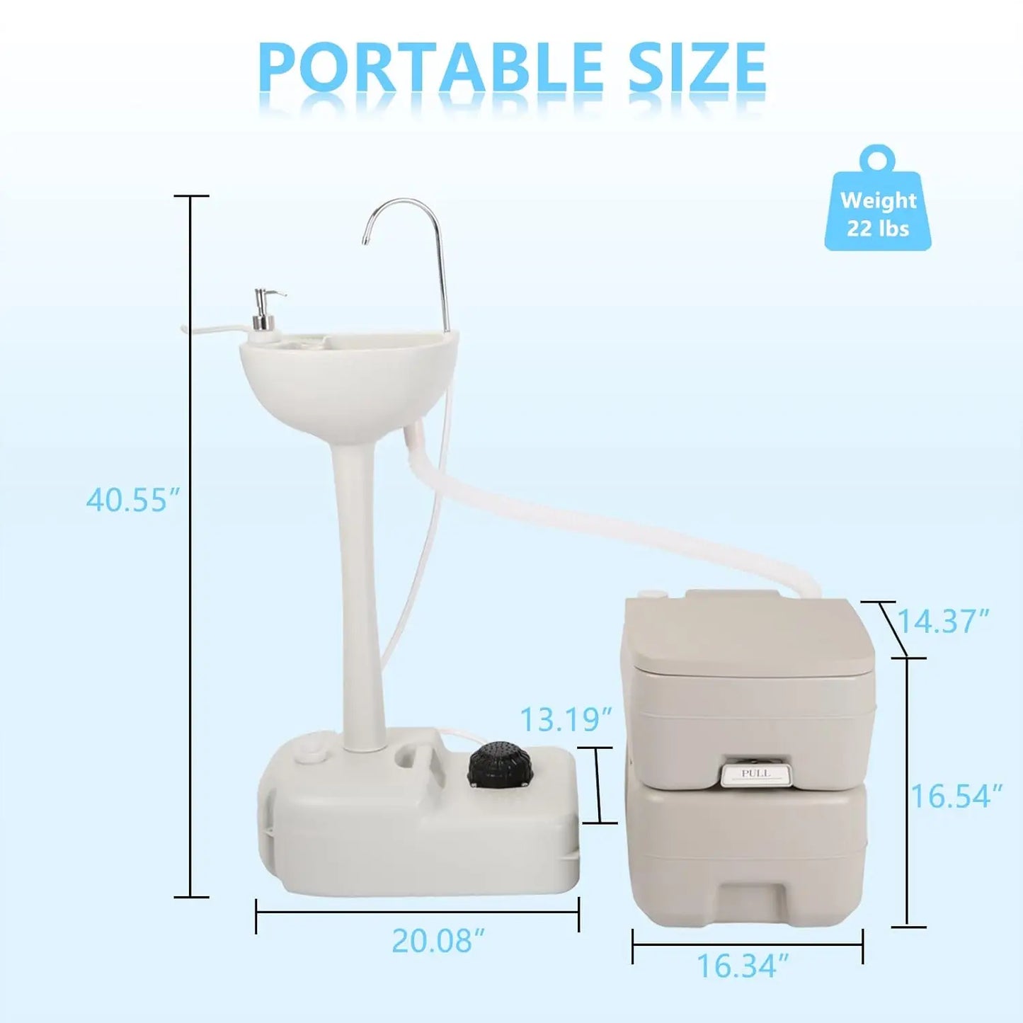 Portable Sink and Toilet Combo, 5 Gallon Hand Washing Station & 5.3 Gallon Flushing Toilet for Outdoor Camping RV Travel Boat