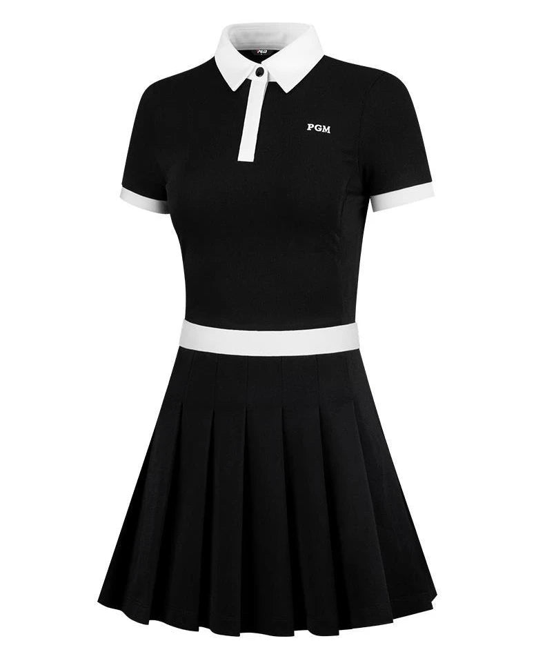 PGM Women's Golf Dress Summer Slim Fit Sports Pleated Skirt with Anti Glare Shorts QZ078